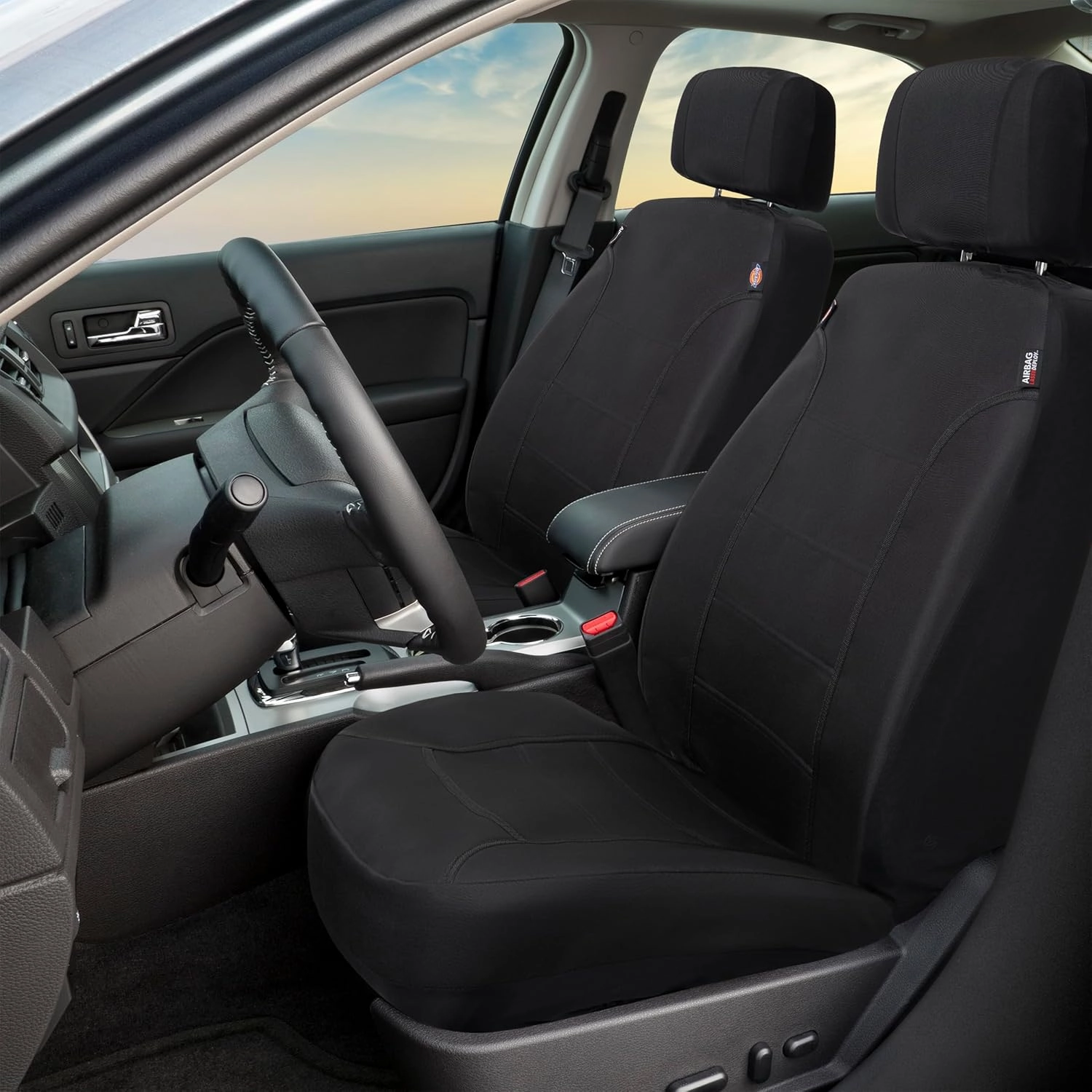 DICKIES 2-Piece Dual-Protection Seat Covers for Cars, SUVs — Black