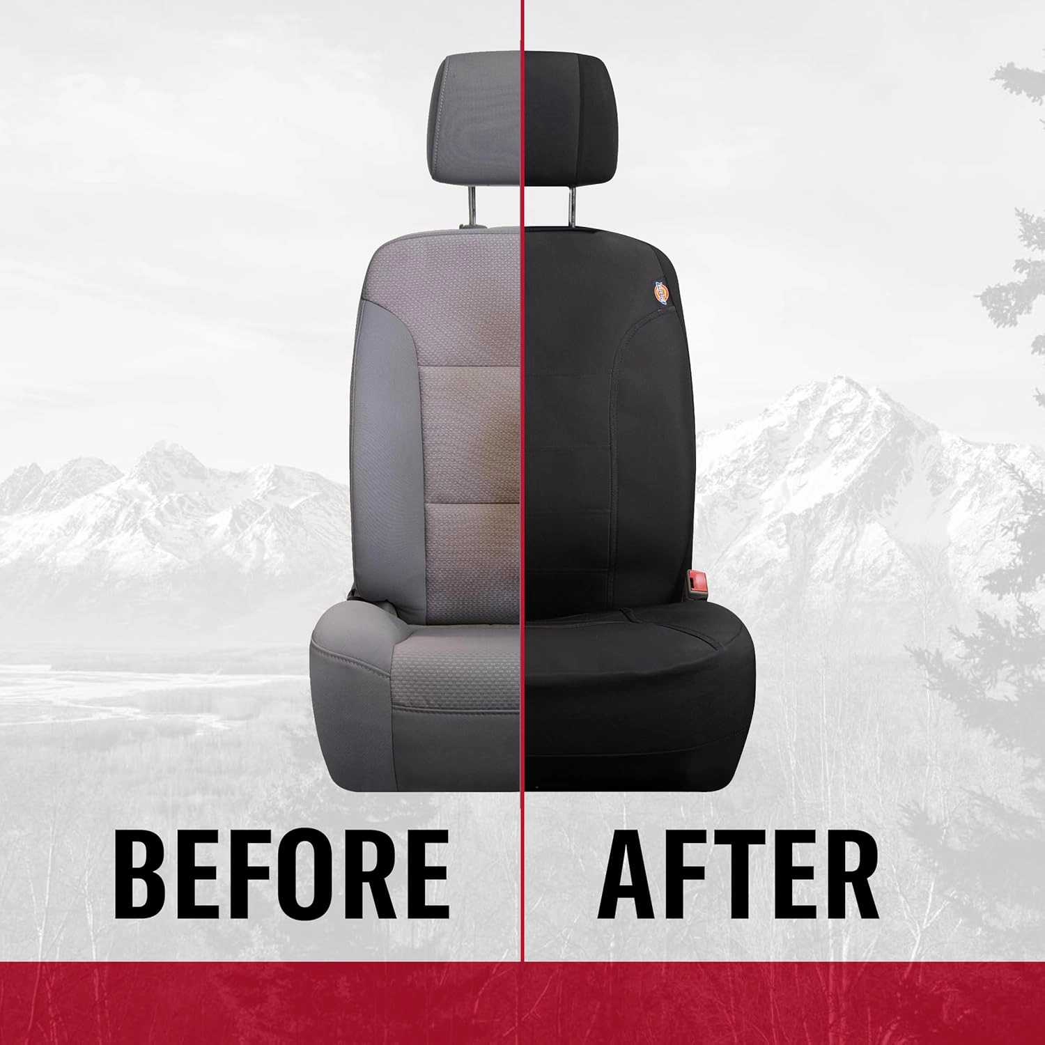 DICKIES 2-Piece Dual-Protection Seat Covers for Cars, SUVs — Black