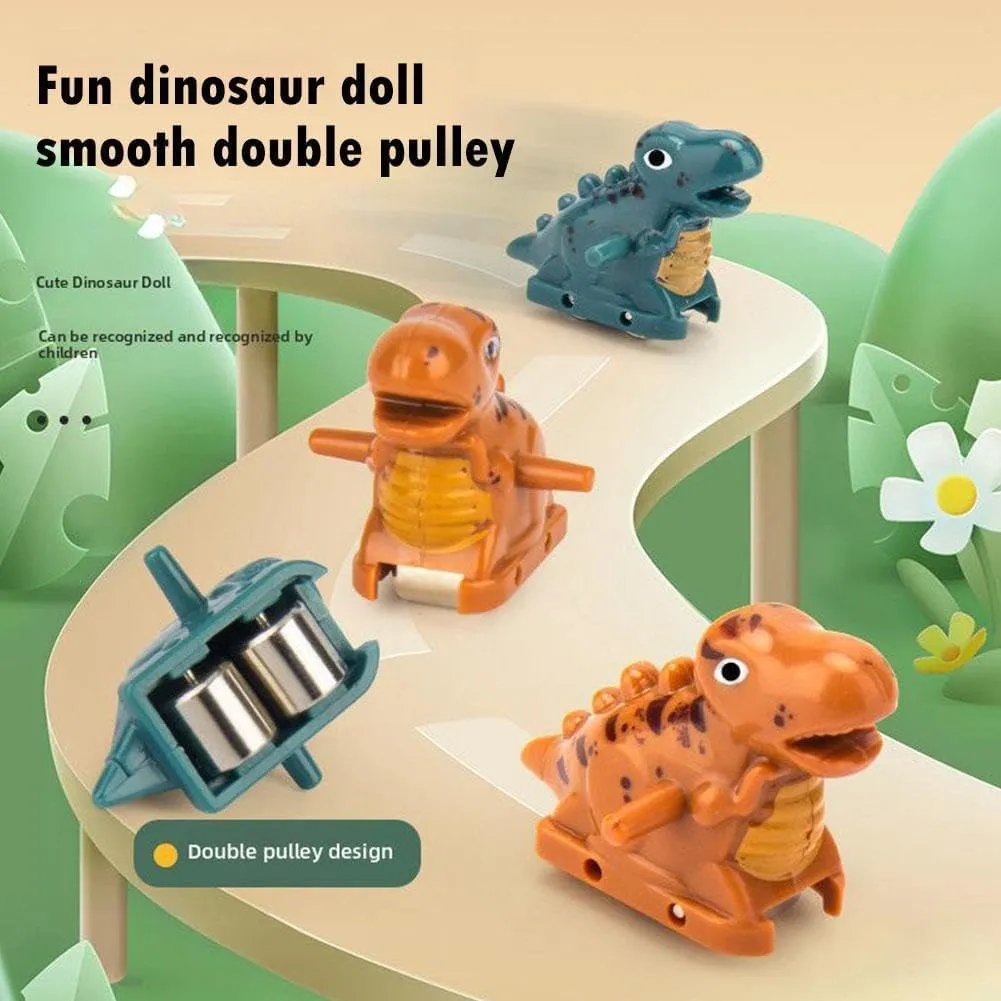 Dinosaur Climbing Slide Music Toy,Electric Race Track Game Fun Slide Roller Coaster Toy,Track Slide Toys with Light and Music Playsets for Children's Birthday Gifts (Green,3pcs)