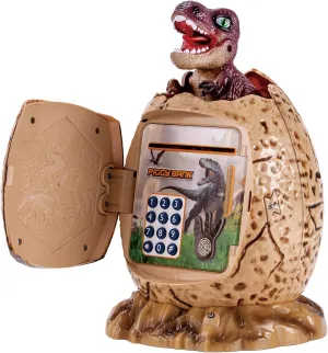 Dinosaur Egg ATM Piggy Bank for Boys,Kids Electronic Password Mini Safe for Real Money,Great Dino Decor Toys Gifts for Christmas Birthday Easter (Brown)