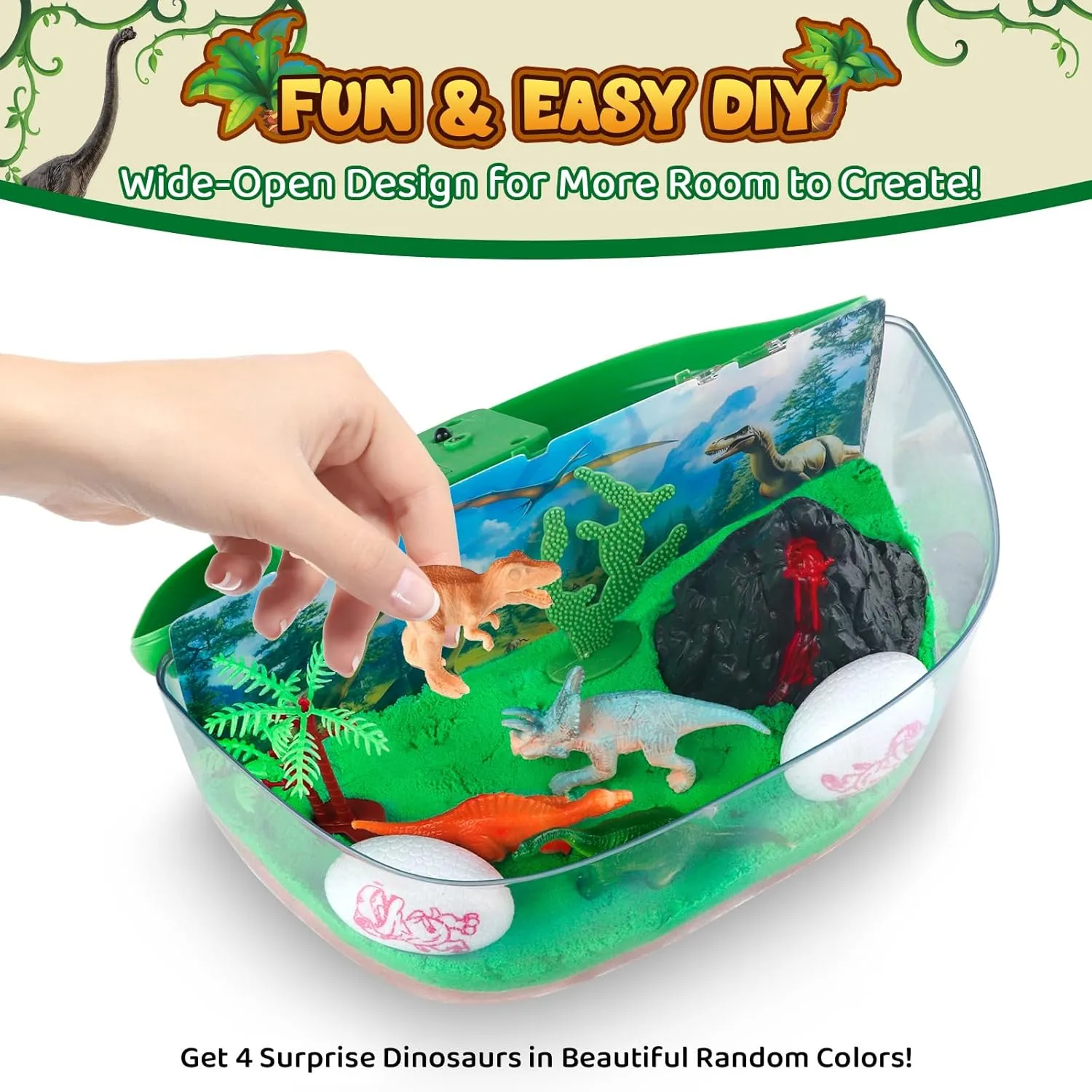 Dinosaur Terrarium Kit for Boys - DIY Light Up Terrarium Kit for Kids with Remote - Dinosaur Toys Crafts for Kids 3-5 5-7 - Fun Birthday Christmas Gifts for Ages 4 5 6 7 8 9 10  Year Old Boys Girls