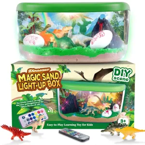 Dinosaur Terrarium Kit for Boys - DIY Light Up Terrarium Kit for Kids with Remote - Dinosaur Toys Crafts for Kids 3-5 5-7 - Fun Birthday Christmas Gifts for Ages 4 5 6 7 8 9 10  Year Old Boys Girls