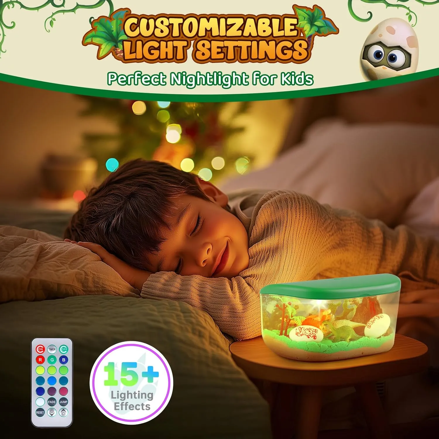 Dinosaur Terrarium Kit for Boys - DIY Light Up Terrarium Kit for Kids with Remote - Dinosaur Toys Crafts for Kids 3-5 5-7 - Fun Birthday Christmas Gifts for Ages 4 5 6 7 8 9 10  Year Old Boys Girls