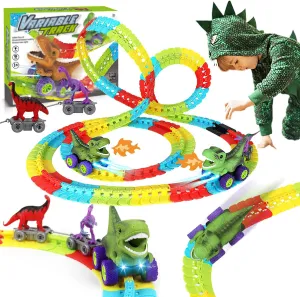 Dinosaur Train Set, Anti Gravity Dinosaur Train Toys, 360° Electric Climbing Dinosaur Car Race Tracks with Sound and Lights, Race Train Track Toy Birthday Gifts New Year's Gift(96Pcs)