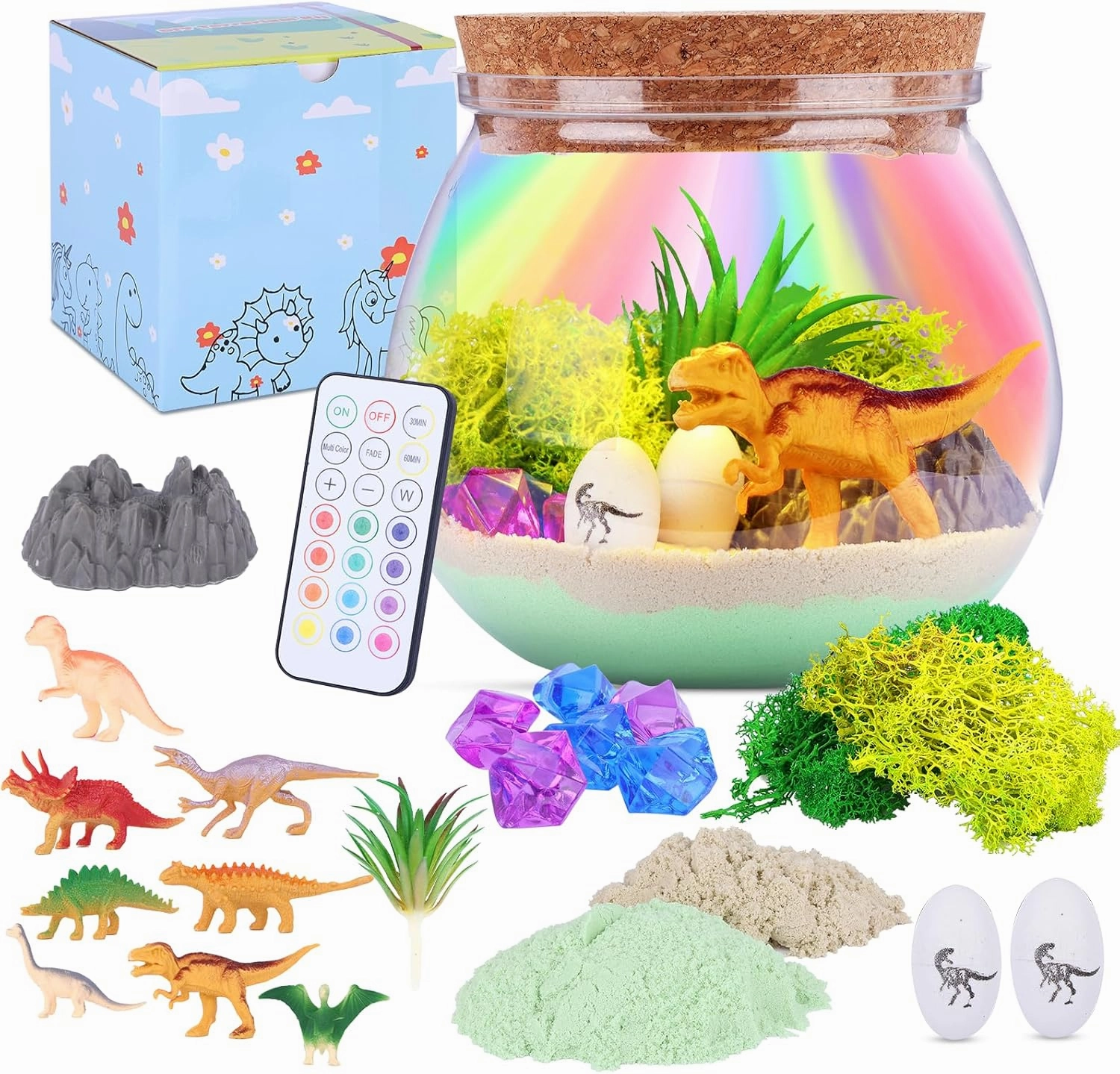 Dinosaur Gifts for Boys 4-12 Years Old, Dinosaur Crafts Kit for Kids, Light Up Dinosaur Decoration with Remote - Arts and Crafts for Kids, Birthday Gifts Toys for Boys Age 4 5 6 7 8 9 10 11 12