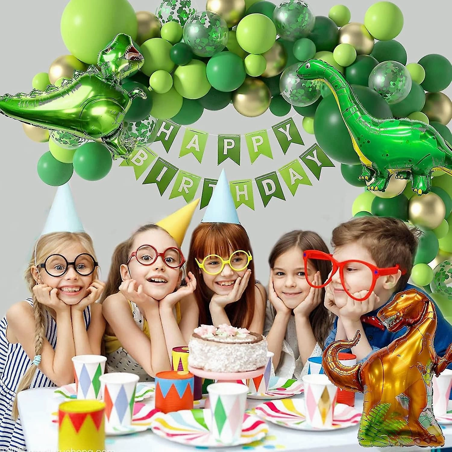 Dinosaur Party Balloon Garland Kit-119pcs Jurassic World Three Rex Balloon Kit