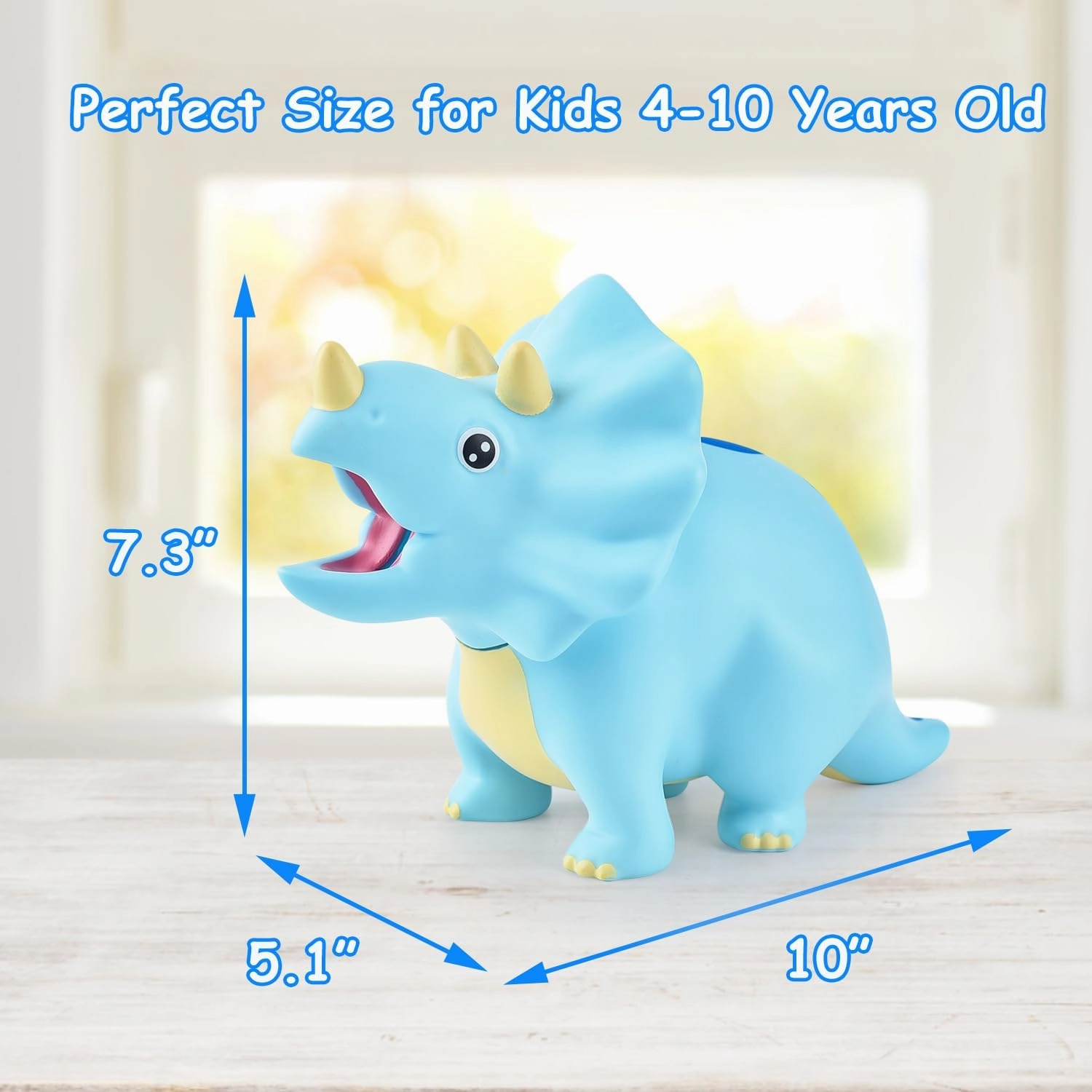 Dinosaur Piggy Bank for Kids, Unbreakable Plastic Money Coin Bank for Boys and Girls, Great Gifts for Birthday, Easter, Christmas (Blue)