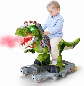 Dinosaur Ride On Toy Cars for Kids, Toddler Electric Ride On Toys with Music, Light & Smoke, Preschool Kids Scooter Foot-to-Floor Walker, Ride on Toy Indoor Outdoor