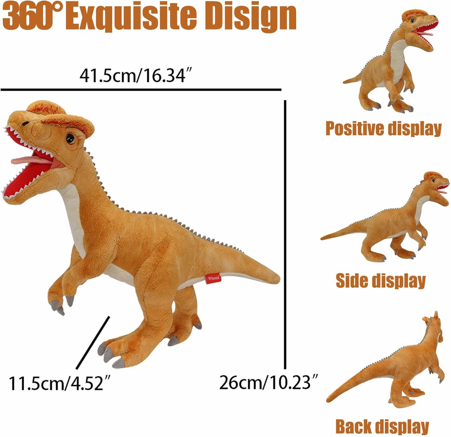 Dinosaur Stuffed Animal - 16'' Dilophosaurus Plush Toy with Beautiful Arched Crests, Soft Stuffed Dinosaurs for Boys 3-5 Kids Birthday Gift（Female ）
