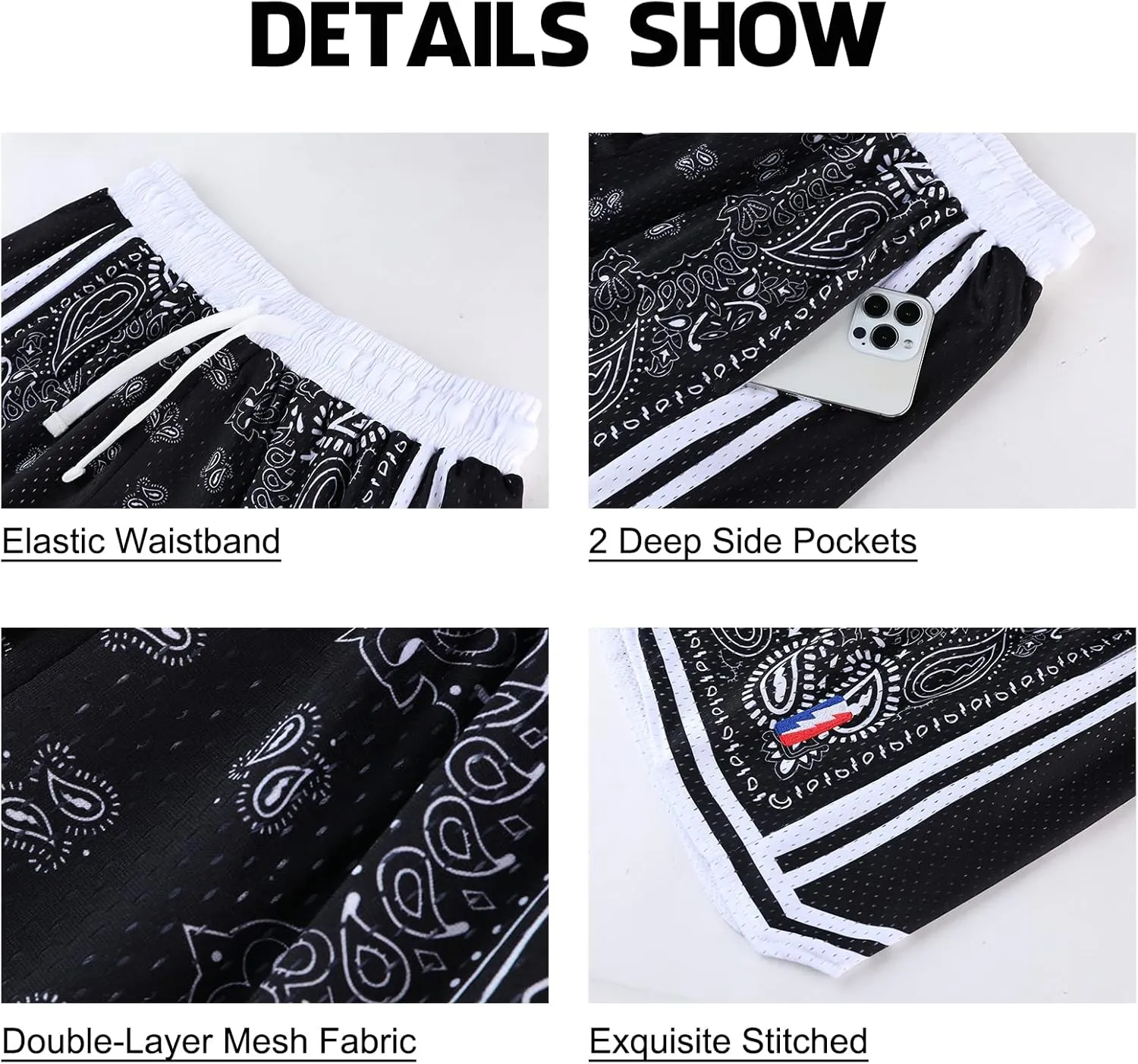 DIOTSR Mens Basketball Shorts Casual Retro Graphic Shorts Athletic Running Shorts Streetwear Designer Shorts with Pockets