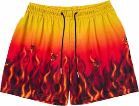 DIOTSR Mens Flame Graphic Basketball Shorts Cool Retro Running Athletic Shorts Drawstring Waist Casual Track Shorts