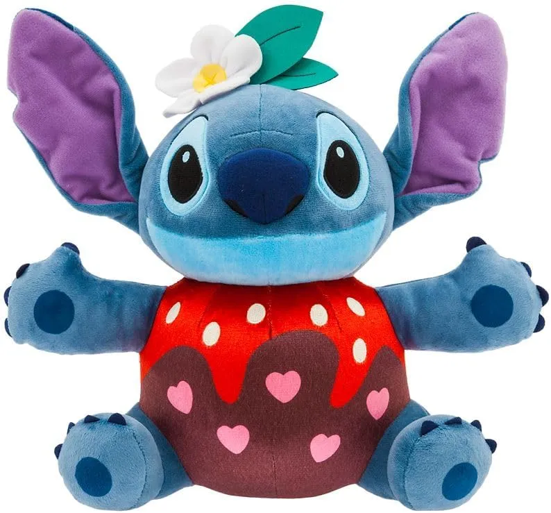 DISNEY STORE Official Stitch Valentine's Day Plushie - Chocolate Dipped Strawberry Design, Embroidered Features, Super Soft Stuffed Animal - Inspired by Lilo & Stitch