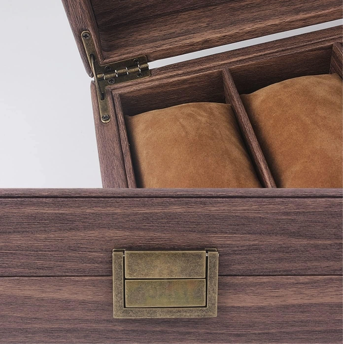 DNCG Watch Case Watch Roll Watch Organizer Display Vintage Wood Grain PU Leather 10 Grids Watch Box Organizer Lockable Display Case Watch Box Watch Winder, 33*21.5*8.5cm, Brown