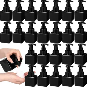 Domensi 24 Pcs Foam Pump Bottle Foaming Soap Dispenser Empty Travel Foaming Dispenser 8.5 oz Refillable Hand Soap Plastic Pump Bottle Travel Clear Container for Bathroom Vanities (Whole Black)