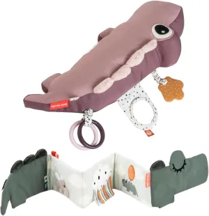Done by Deer Powder Tummy Time Activity Toy with Fold-Out Soft Book Croco Green