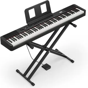 Donner DEP-20 Lite Beginner Digital Piano 88 Key Weighted Full Size Keyboard, Portable Electric Piano Set with Stand, Sustain Pedal, Keyboard Stickers for Beginners Adults