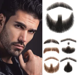 doremi Fake Beard Fake Goatee Realistic Beard Fake Goatee 100% Human Hair Beard with Adhesive Lace Beard for Christmas Halloween Cosplay Party