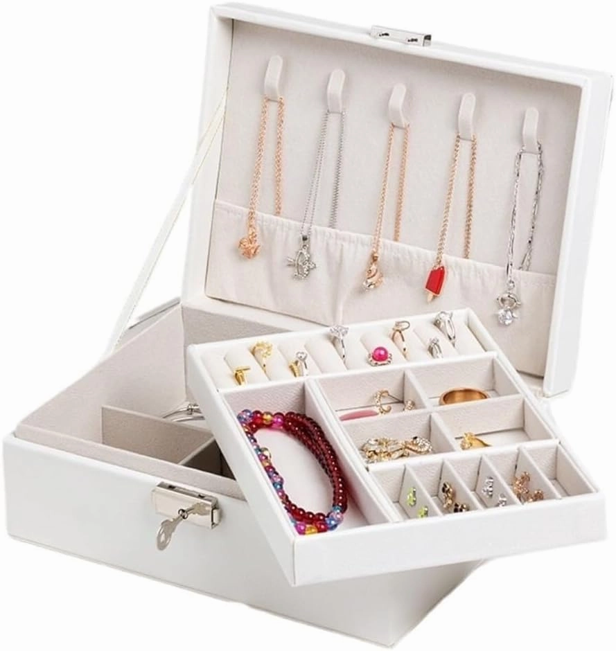 Double-Layer Jewelry Storage Box, Elegant Jewelry Organizer for Rings, Earrings, Watches – Portable, Stain-Proof, Waterproof – Ideal Gift for Women