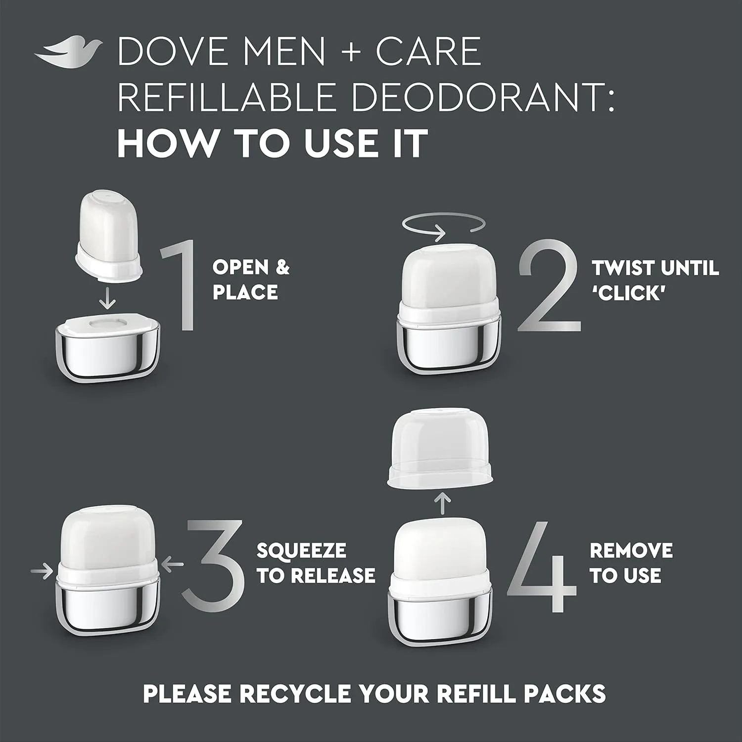 Dove Men Care Deodorant Refill 0 percent Aluminum Clean Touch Aluminum Free Deodorant 1.13 Ounce (Pack of 2)