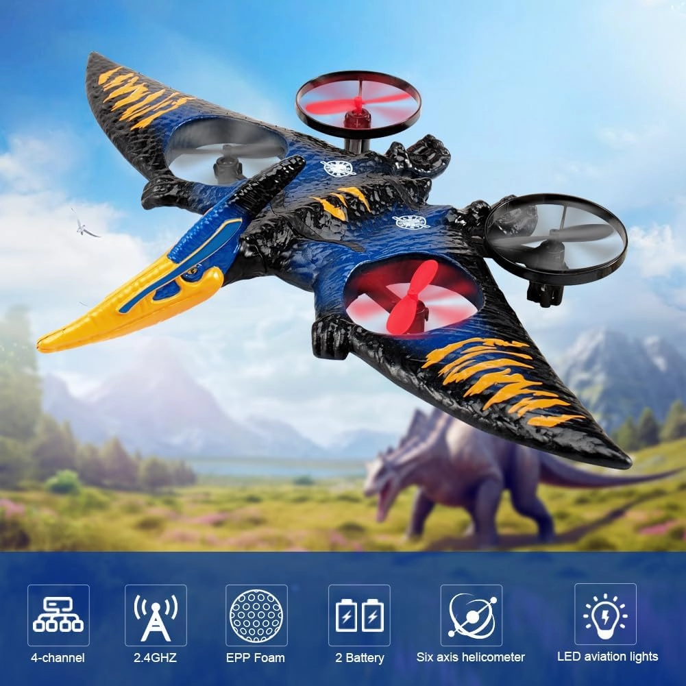 Dragon Remote Control Airplane for Adults RC Plane Dinosaur 2.4G 6-Axis Gyro EPP Foam RC Aircraft One Key Take Off 360 Rotation Easy to Fly Glider Flying Toys for Kids and Beginners