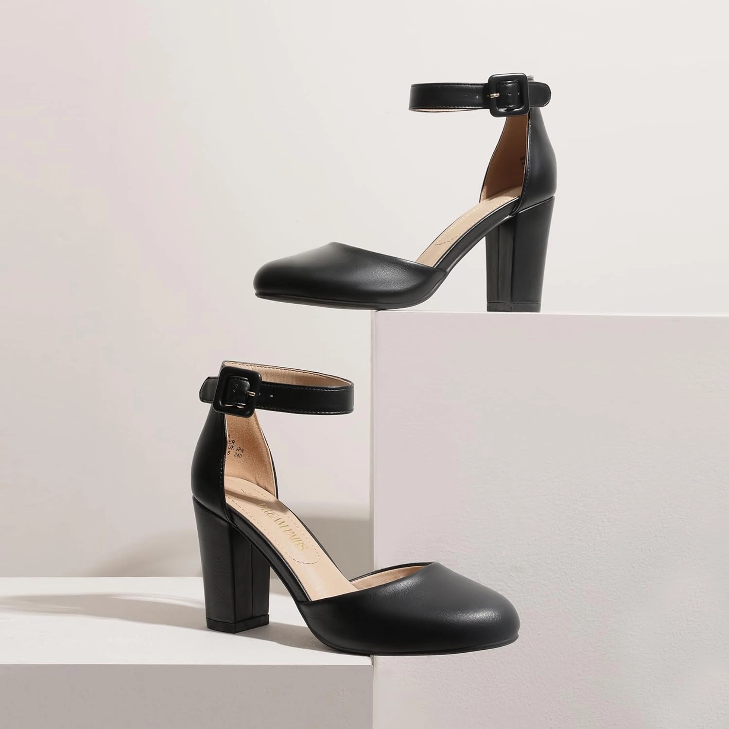 DREAM PAIRS Women's High Heel Ankle Strap Closed Toe Chunky Wedding Pumps Shoes