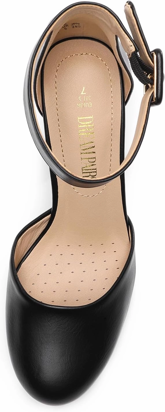 DREAM PAIRS Women's High Heel Ankle Strap Closed Toe Chunky Wedding Pumps Shoes