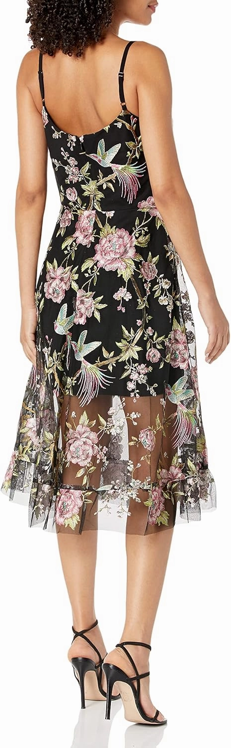 Dress the Population Women's Uma Sweetheart Bodice Fit and Flare Midi Dress