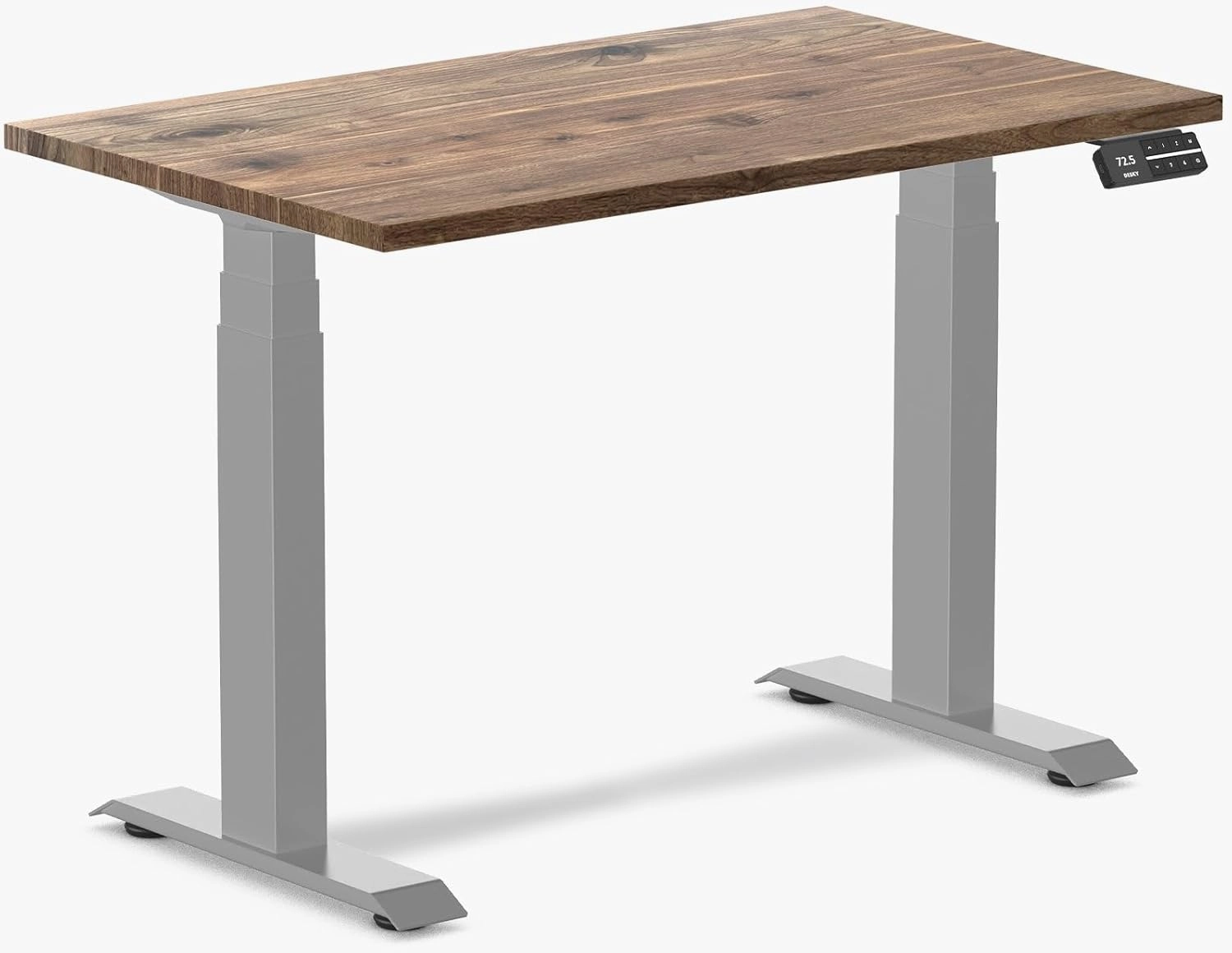 Dual Mini Electric Standing Desk, 40 x 24 Inch Hardwood Height Adjustable Sit Stand Desk with Dual Motor and Memory Presets, Compact Ergonomic Workstation for Home Office – Natural Walnut Finish
