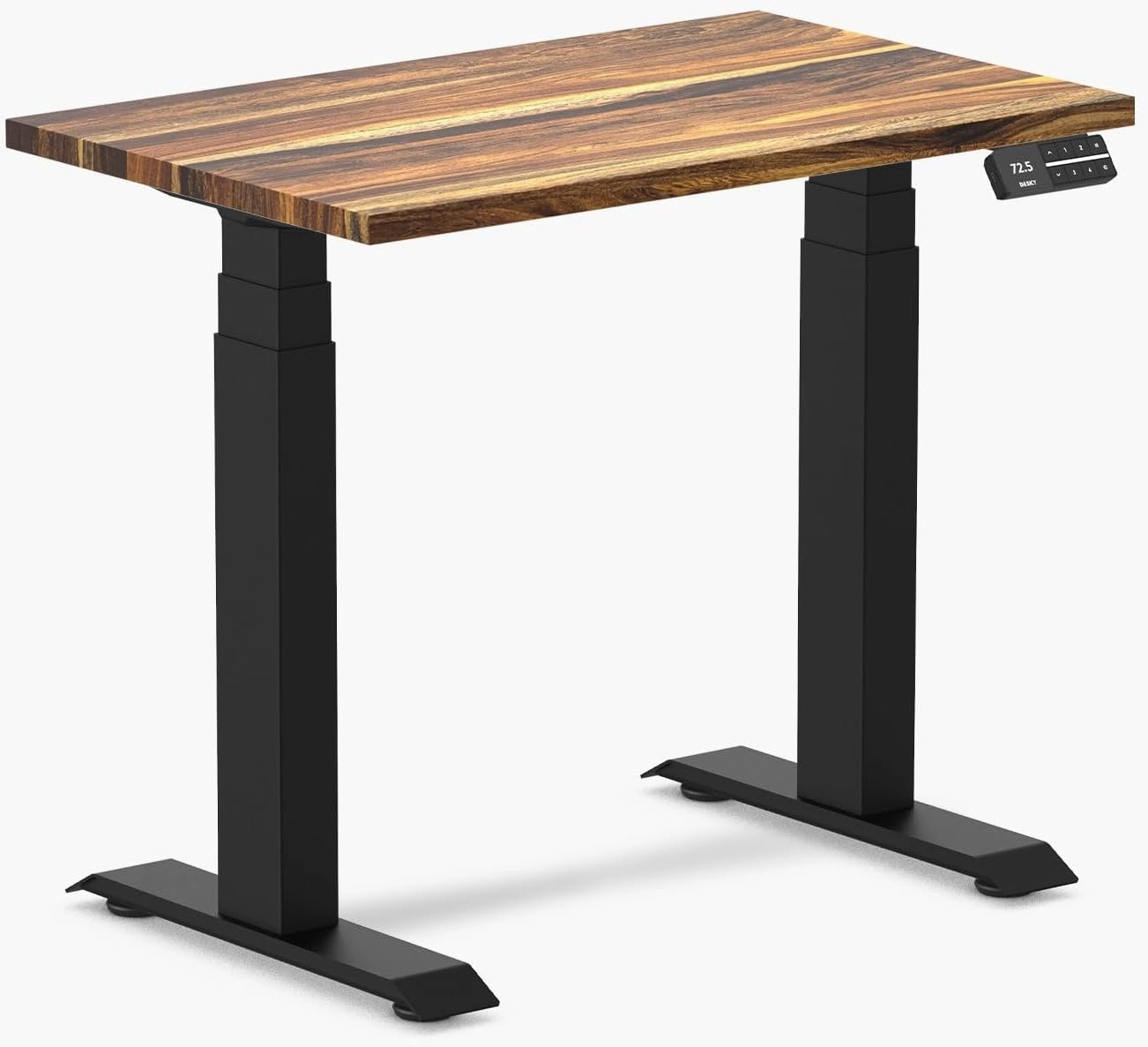 Dual Mini Electric Standing Desk, 40 x 24 Inch Hardwood Height Adjustable Sit Stand Desk with Dual Motor and Memory Presets, Compact Ergonomic Workstation for Home Office – Pheasantwood Finish