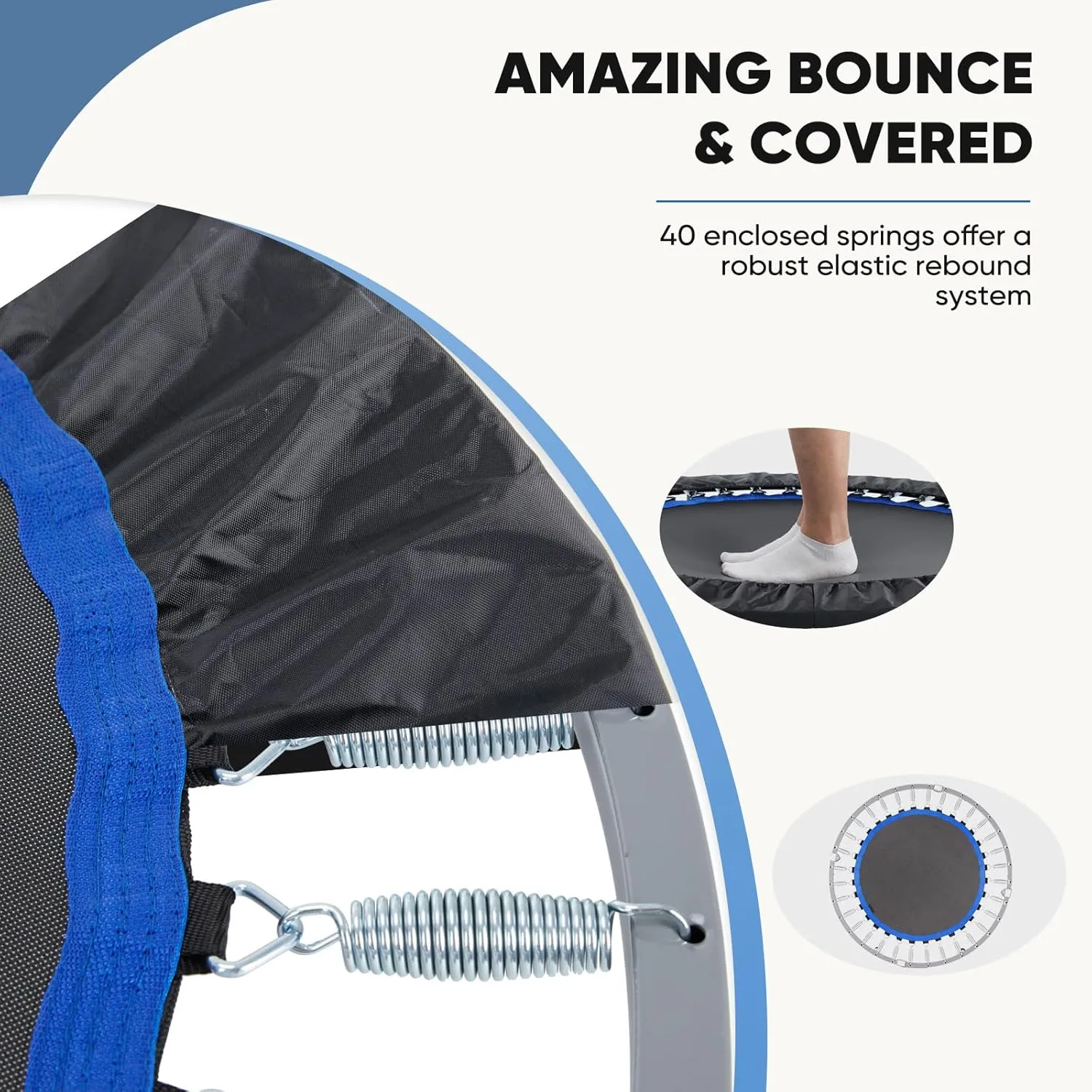 DUMOS 40/48" Foldable Mini Trampoline for Adults, Rebounder Trampoline with Adjustable Bar, Indoor/Outdoor Use, Max Load 330lbs