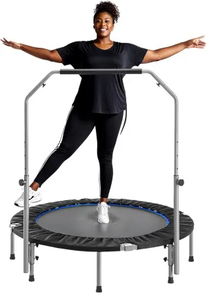 DUMOS 40/48" Foldable Mini Trampoline for Adults, Rebounder Trampoline with Adjustable Bar, Indoor/Outdoor Use, Max Load 330lbs