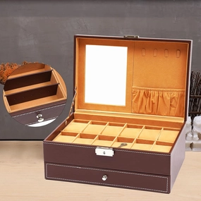 DYRABREST Wooden Jewelry Storage Box for Watches Jewelry Boxes with Transparent Glass Lid Soft Interior Jewelry Storage Box for Watch