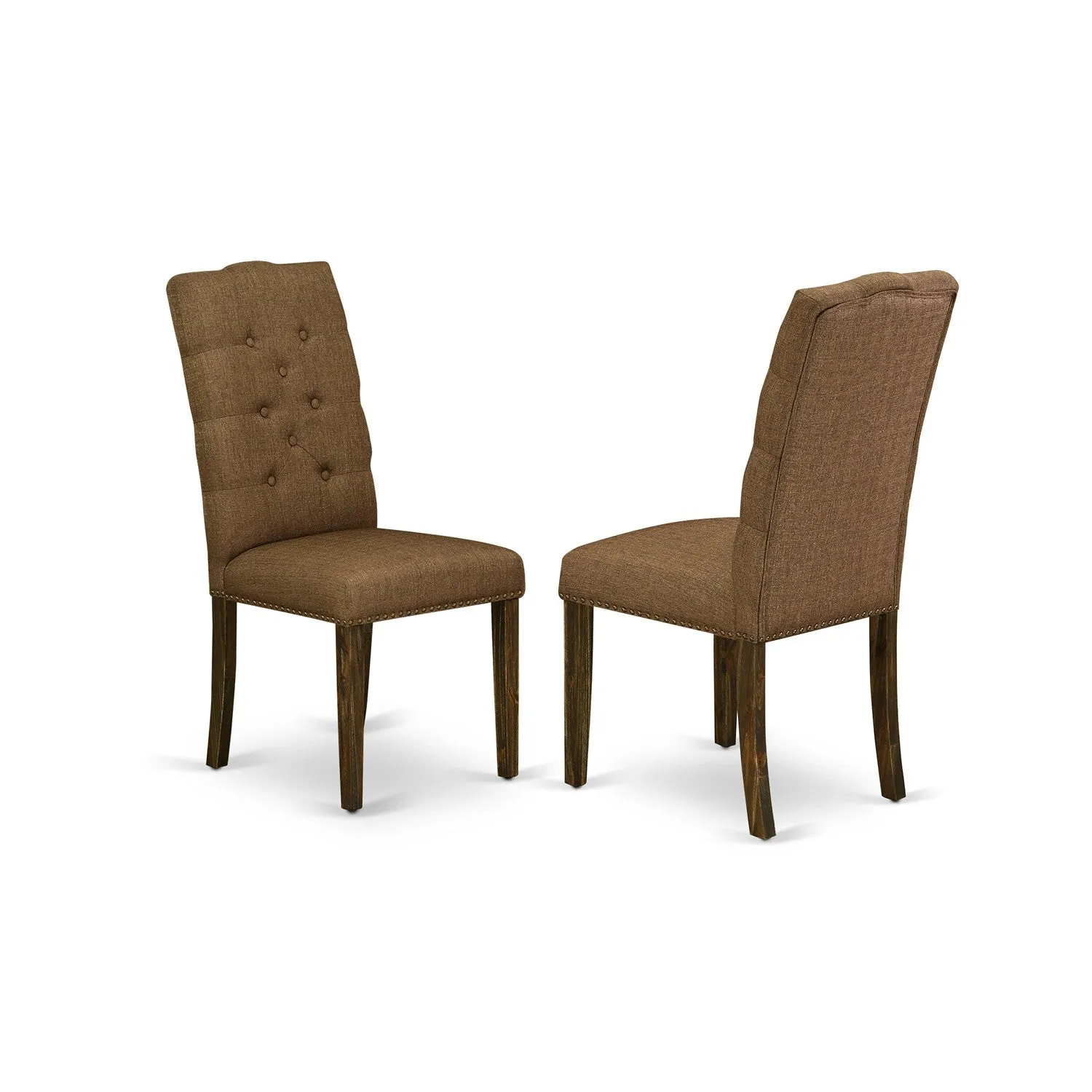 East West Furniture X776EL718-6 6 Piece Dinette Set Contains a Rectangle Dining Table with X-Legs and 4 Brown Linen Linen Fabric Parson Chairs with a Bench, 36x60 Inch, Multi-Color