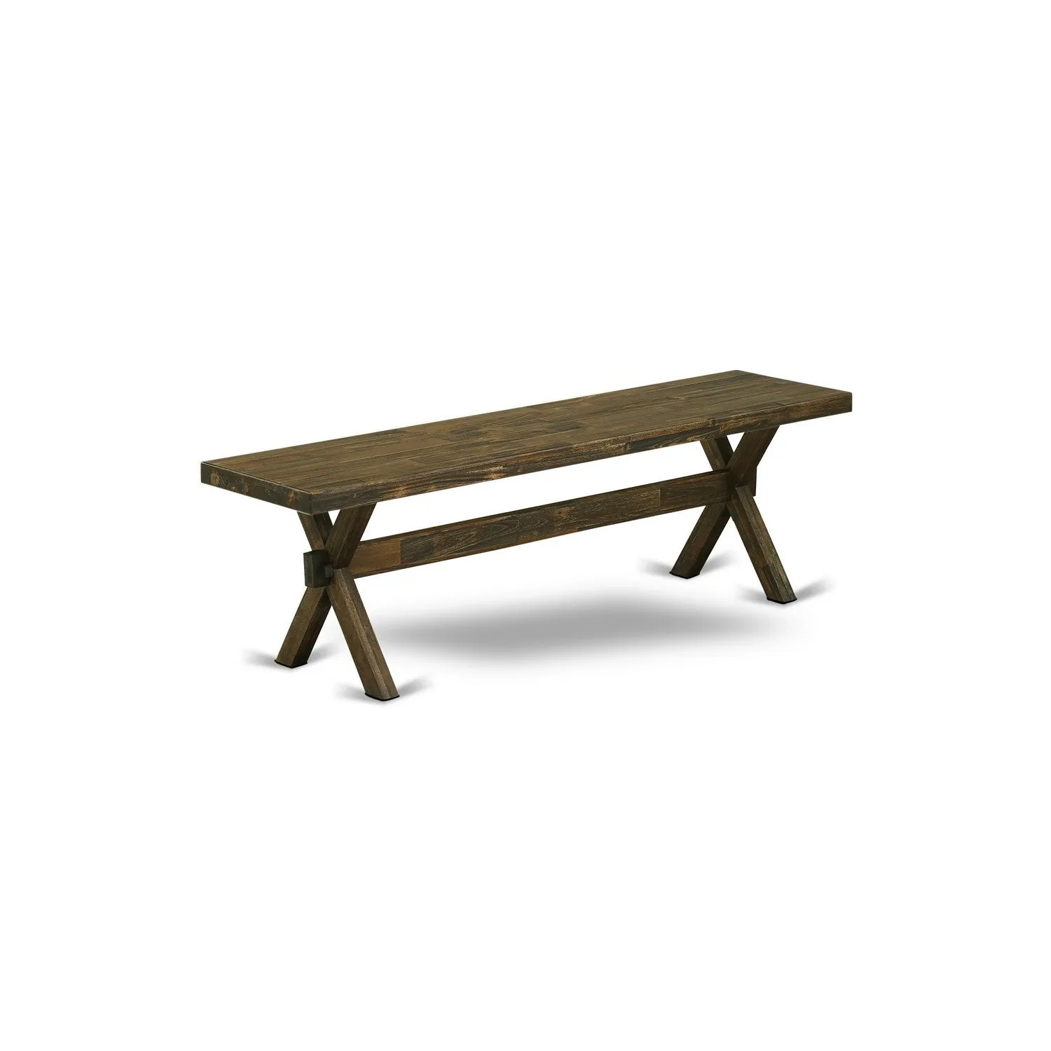 East West Furniture X776EL718-6 6 Piece Dinette Set Contains a Rectangle Dining Table with X-Legs and 4 Brown Linen Linen Fabric Parson Chairs with a Bench, 36x60 Inch, Multi-Color