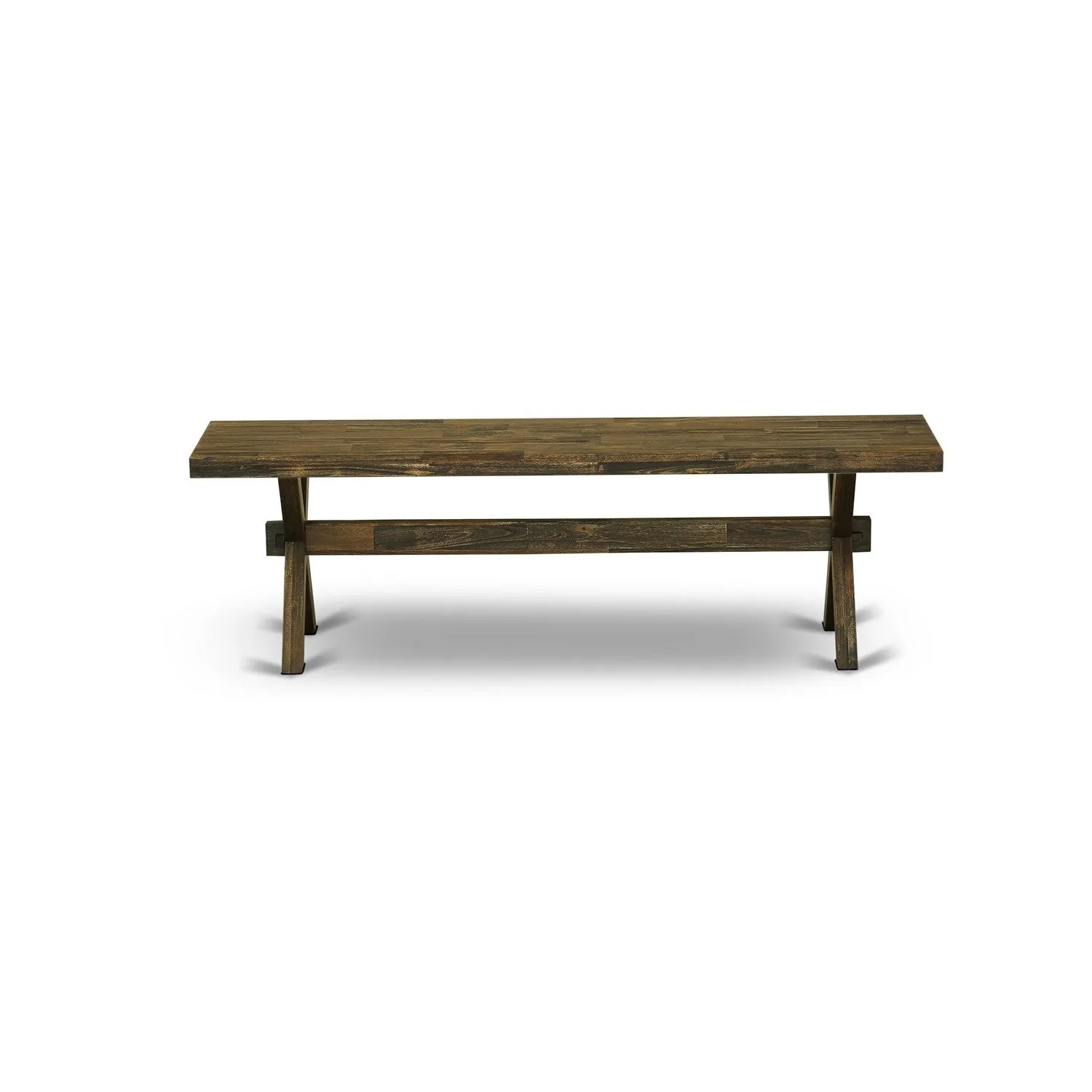 East West Furniture X776EL718-6 6 Piece Dinette Set Contains a Rectangle Dining Table with X-Legs and 4 Brown Linen Linen Fabric Parson Chairs with a Bench, 36x60 Inch, Multi-Color