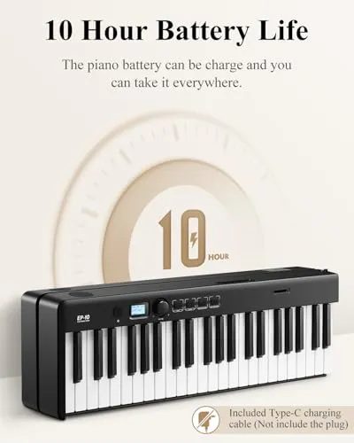 Eastar EP-10 Beginner Foldable Digital Piano 88 Key Full Size Semi Weighted Keyboard, Bluetooth Portable Electric Piano with Piano Bag