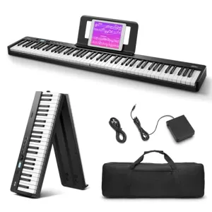 Eastar EP-10 Beginner Foldable Digital Piano 88 Key Full Size Semi Weighted Keyboard, Bluetooth Portable Electric Piano with Piano Bag
