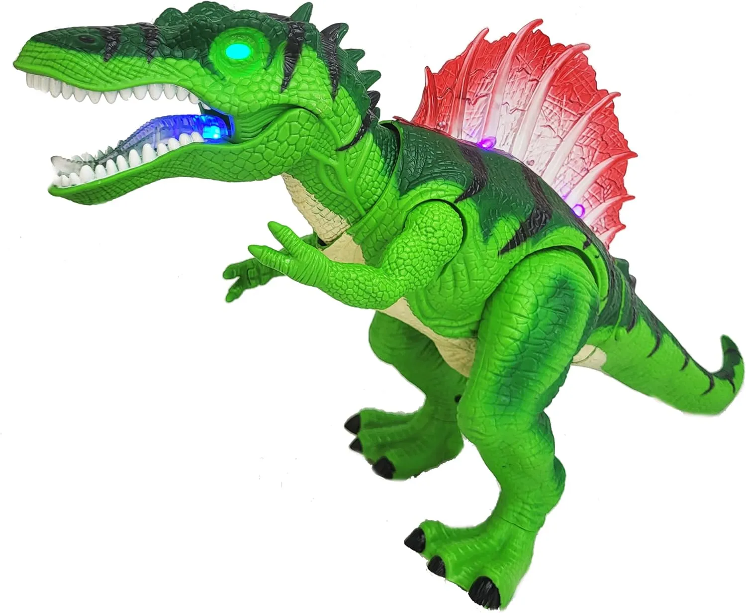 eBigValue RC Dinosaur Toy with Walking, Roar Sound & LED Lights – Remote Control Shake Head Dino for Kids – Educational Light-Up Action Toy