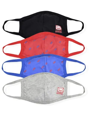 Ecko Unltd Men's Cloth Face Masks (4 Pack), One Size Fits Most, Grey/Red/Black/Blue