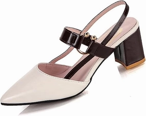 EFTCAL Women's Pointed Toe Closed Toe Chunky Heels Pumps,Comfortable Strap Slingback Party Dress Shoes
