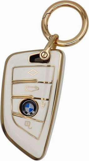 Elegananccy for BMW Key fob Cover Key Case Shell Rings for BMW 2 5 6 7 Series X1 X2 X3 X5 X6 X7 Premium Anti-dust Anti-Break Protection (White)