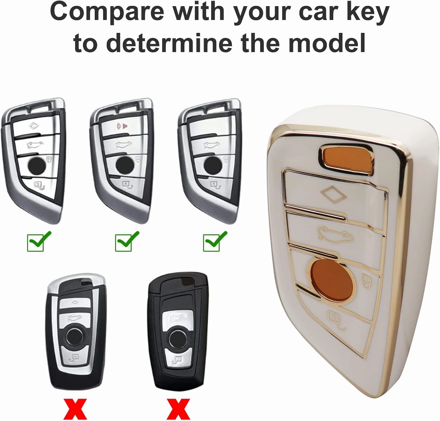 Elegananccy for BMW Key fob Cover Key Case Shell Rings for BMW 2 5 6 7 Series X1 X2 X3 X5 X6 X7 Premium Anti-dust Anti-Break Protection (White)