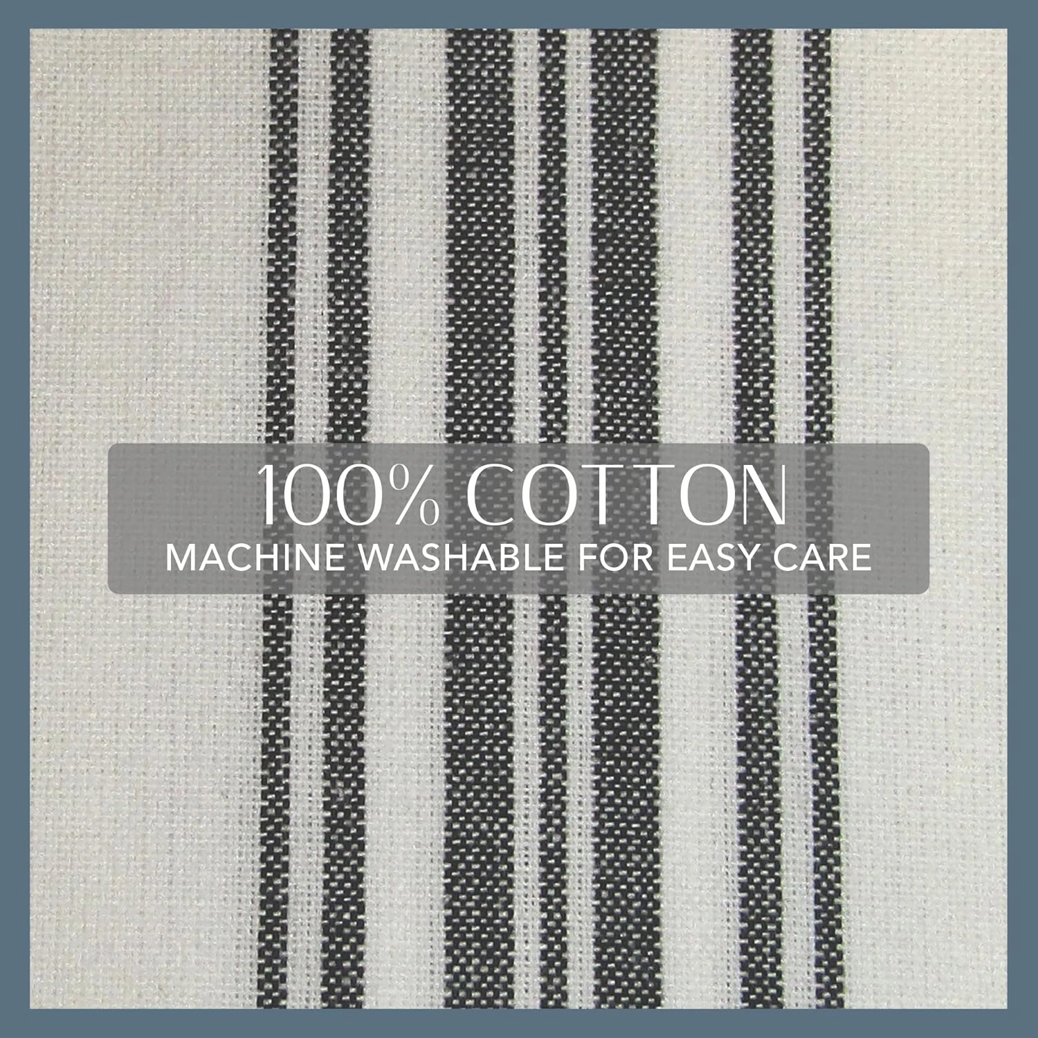 Elrene Home Fashions Farmhouse Living Homestead Stripe Fabric Shower Curtain, 72.00" x 72.00", Black