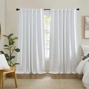 Elrene Home Fashions Solace 100% Max-Blackout Energy Efficient Solid Texture Window Curtain Panel with Rod Pocket/Back Tabs for Living Room/Bedroom/Home Office, 52"x95", White