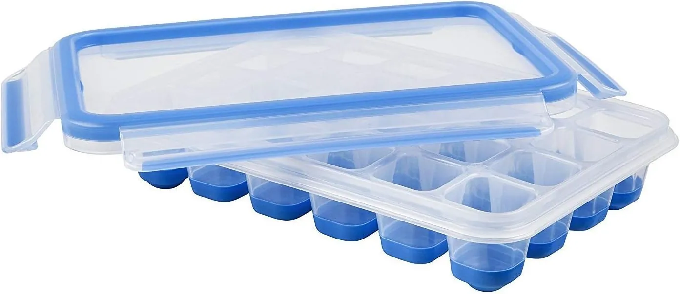 Emsa Clip and Close 2.0 Ice Cubes Box, Plastic, Blue/Transparent