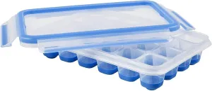 Emsa Clip and Close 2.0 Ice Cubes Box, Plastic, Blue/Transparent