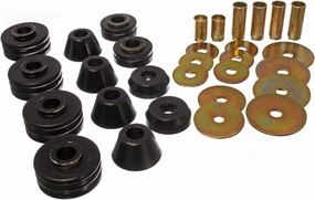 Energy Suspension 34109G Body Bushings - Energy Suspension Body Mount Bushings Body Mount Bushings - Polyurethane - Black - Chevy - GMC - C10 - C15 - C1500 Pickup - Set of 12