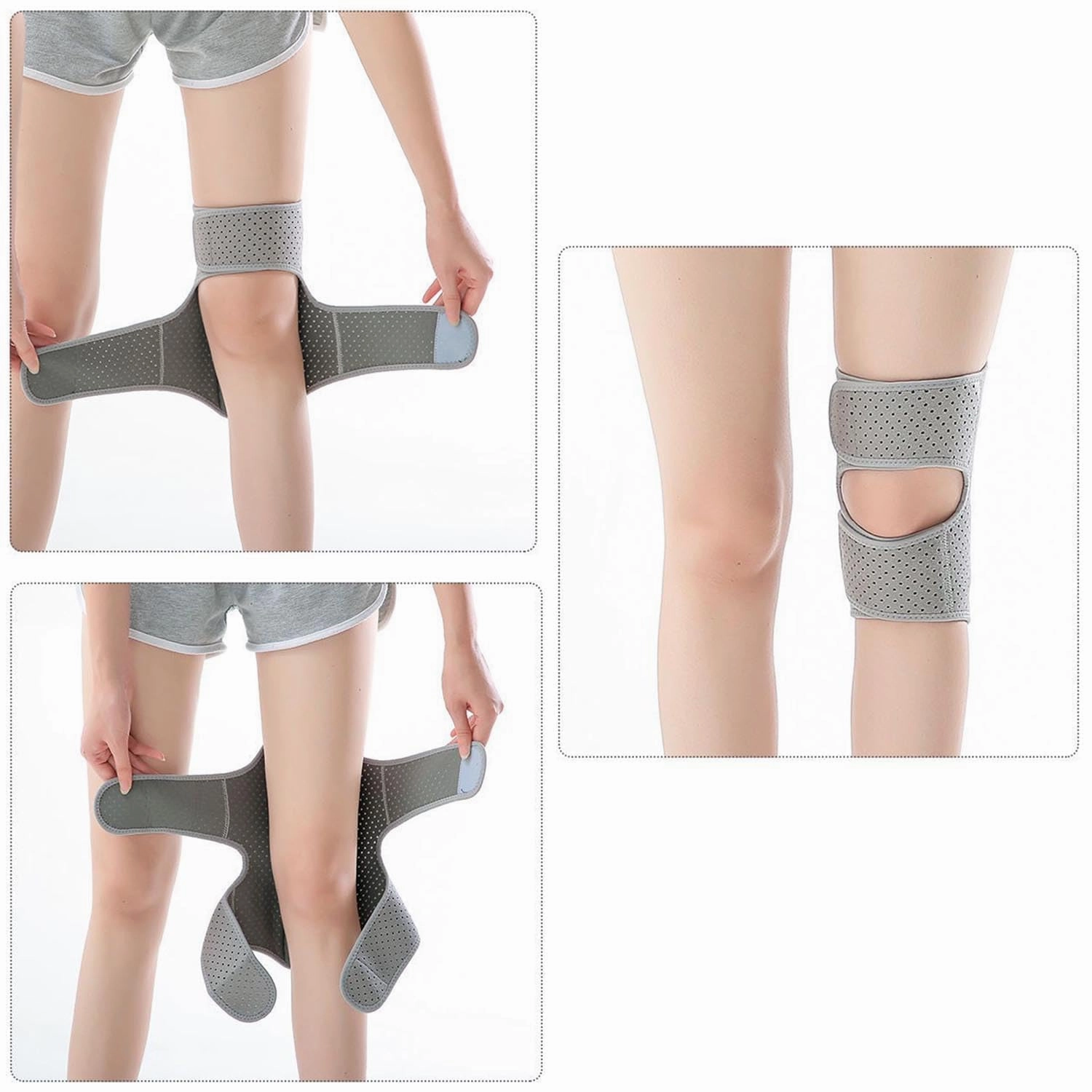 Enhanced Spring-Loaded Knee Support 2 Pack (Upgraded Stabilizer) - Adjustable Breathable Knee Brace for Squats, Volleyball & Climbing, Non-Slip Joint Protection Booster for Active Men & Women (Gray)