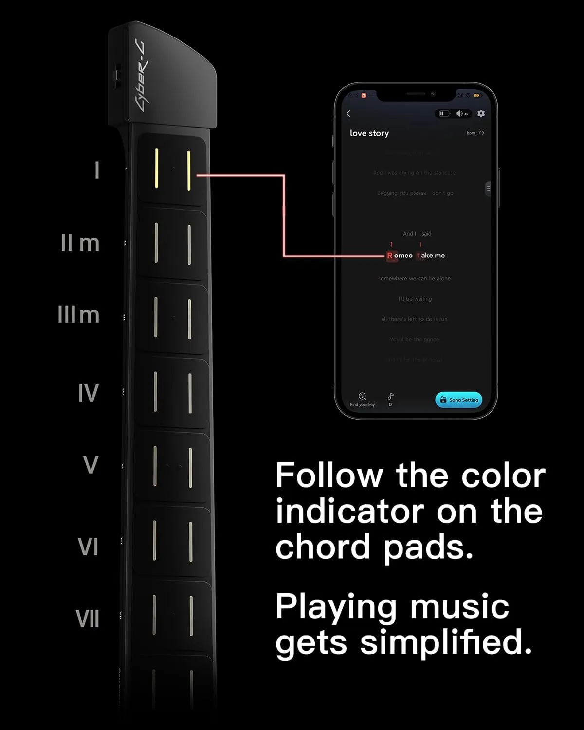 Enya CYBER-G Stringless Smart Guitar, Foldable Travel Backing Guitarra, Built-in Drum Machine & Bassline, 20 instrument Sounds for One-Man Band, App Interactive Chord Sheets For Adults & Teens(Pink)