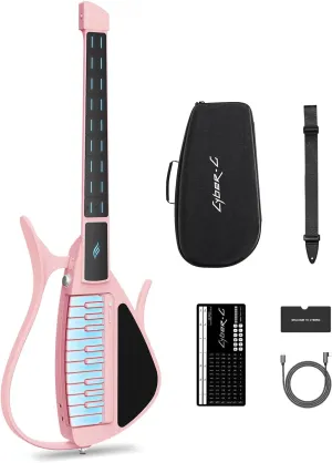 Enya CYBER-G Stringless Smart Guitar, Foldable Travel Backing Guitarra, Built-in Drum Machine & Bassline, 20 instrument Sounds for One-Man Band, App Interactive Chord Sheets For Adults & Teens(Pink)